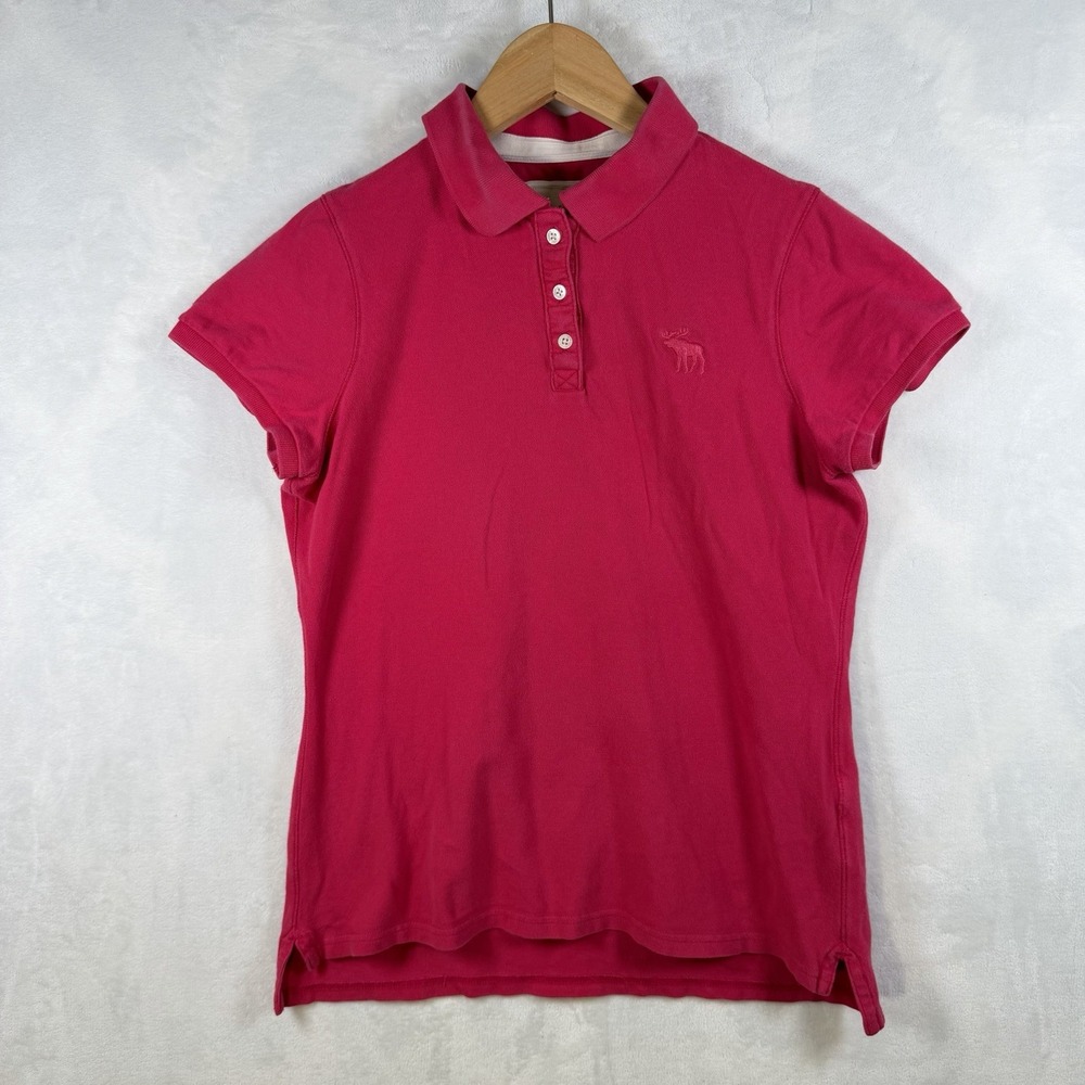 Vintage Y2K Abercrombie & Fitch polo shirt pink moose logo preppy layering XL